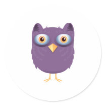 big eyed owl round sticker