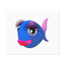Big Eyelashes Cartoon Fish Gallery Wrapped Canvas