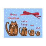 big fat cat rufus xmas snow postcards