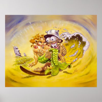 Big Fish for a Tiki Surfer Poster by DutchCourage