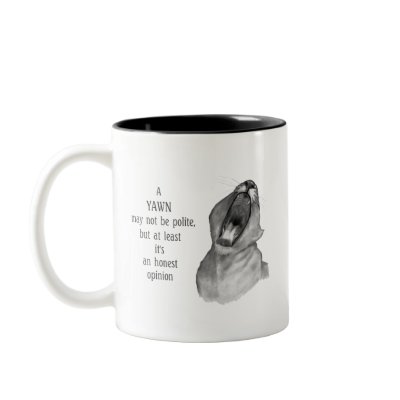 BIG GAPING YAWN: PENCIL DRAWING, LION COFFEE MUGS by joyart