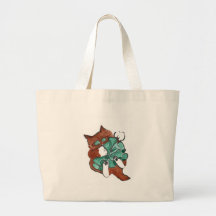 Big Green Bow is Larger than Kitten Canvas Bags