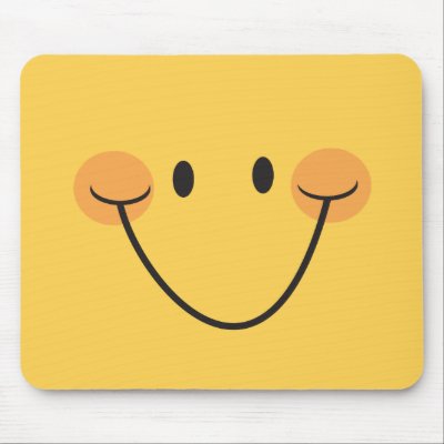 Big happy smile on bright yellow mousepad by MheaGifts