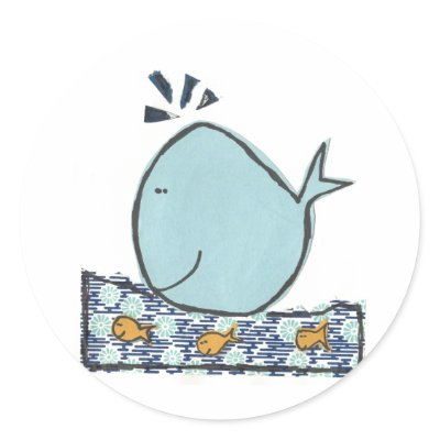 Big Happy Whale Round Sticker by WallcoJr