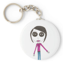 Big Head Button girl Keychains