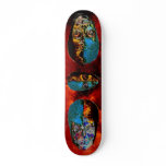 Big Headed Alien blue yellow fade skateboards
