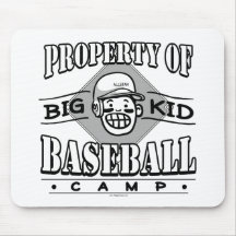 Big Kid Baseball Camp Black White Mousepad
