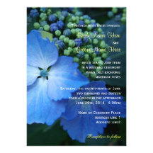 Big leaf blue hydrangea flowers wedding custom announcement