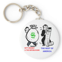 Big Moneybags Mitt Romney versus average Americans Keychains