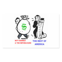 Big Moneybags Mitt Romney versus average Americans Rectangular Sticker