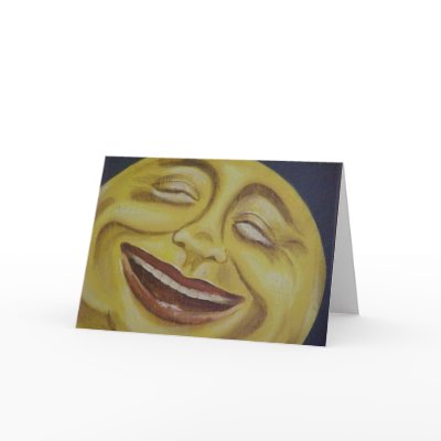 Big Moon Face Greeting Card by Lesleysloft