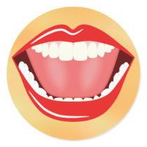 Big Mouth Funny Cool Laughing Round Stickers