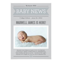 Big News Birth Announcement | Grey & Charcoal