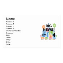 Big News Circus 4th Birthday T shirts and Gifts Business Card Templates