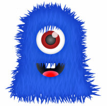 BIG one-eyed blue fuzzy monster Photo Cut Out