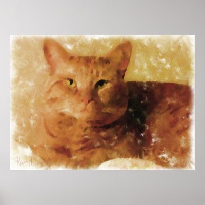 Big Orange Tabby Cat Poster by dusenbergart