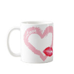 Big Pink Love Heart with Lips Coffee Mug