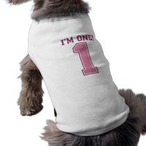 Big Pink Number One, Girl's First Birthday Doggie Shirt