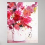 big poster watercolor painting pink red roses posters