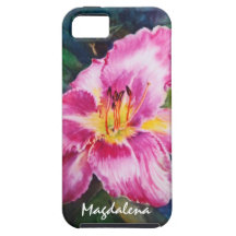 Big Purplish Pink Flower w Personizable  Name iPhone 5 Cases