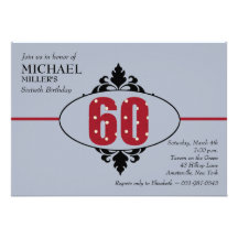 Big Red 60th Birthday Party Invitation