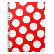 Big Red and White Polka Dots Spiral Notebook
