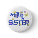 Big Sister, blue & yellow butterflies button