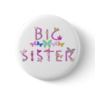 Big Sister, butterflies & flowers button by Priscilla48