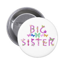 Big Sister, butterflies & flowers button