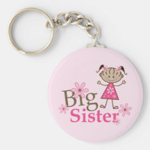 Big Sister Ethnic Stick Figure Girl Keychain