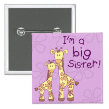 Big Sister Giraffe Pinback Button