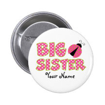 Big Sister Pink Ladybug Button