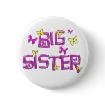 Big Sister, pink & yellow butterflies button