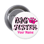 Big Sister Princess Zebra Print Button