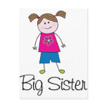 big sister stick figure postcard