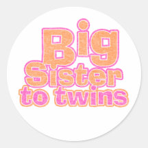 Big Sister to Twins Round Stickers