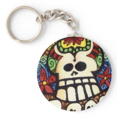 Big Skullie and His Friends Day of the Sugar Skull Key Chain by sugar_skulls