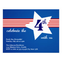 Big star july 4th stripes Independence celebration invitations