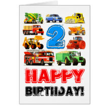 Big Trucks 2nd Birthday Card