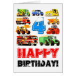 Big Trucks 4th Birthday Card