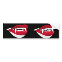 Big Vampire Lips with Fangs Bumper Sticker