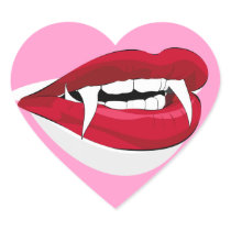 Big Vampire Lips with Fangs Heart Stickers
