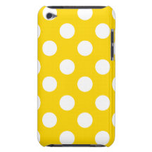 Big White Polka Dots on Gold iPod Touch Case