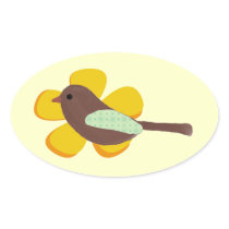 Big Yellow Flower and Little Brown Bird Stickers