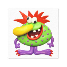 Big Yellow Nose Monster Stretched Canvas Prints