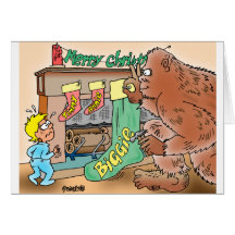 Bigfoot Christmas Stocking Greeting Card