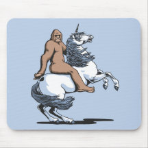 Bigfoot Riding a Unicorn Mouse Mats