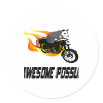 Bike Rider Awesome Possum Round Sticker