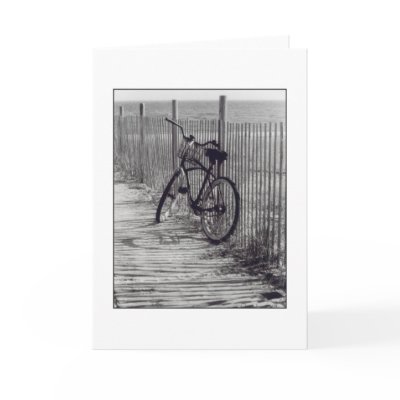 'Bike with Fence' Blank Greeting Card by lizadeyphoto