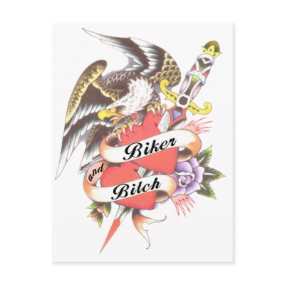 biker and bitch post card by nhmystix
